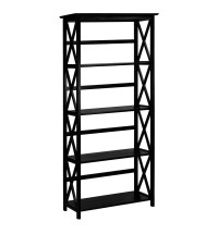 Tall 5-Tier Bookcase in Black Wood Finish