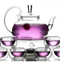 8-Piece Glass Teapot Set with 6 Glasses and Warmer