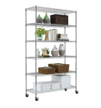 Heavy Duty 6-Shelf Metal Storage Rack Shelving Unit with Casters