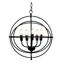 5 Light Brass Rustic Industrial Rotating Metal Chandelier