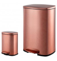 Set of 2 - Copper Gold Step-on Trash Can - 13-Gallon and 1.3-Gallon