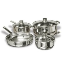 7-Piece Stainless Steel Cookware Set with Tempered Glass Lids