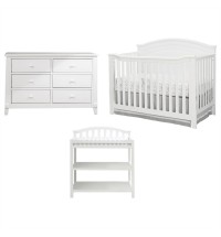 3 Piece Crib Changing Station 6 Drawer Dresser Nursery Furniture Set White