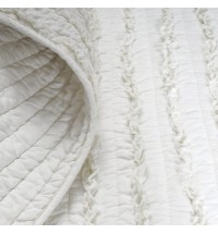 Twin Oversized 3-Piece Quilt Set White 100% Cotton Ruffles Pre-Washed