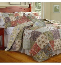 King size 100% Cotton Floral Quilt Set with 2 Shams and 2 Pillows