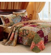 King 100% Cotton Floral Paisley Quilt Set w/ 2 Shams & 2 Pillows