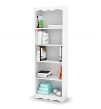 White 72-inch High Bookcase with Soft Arches and 5 Shelves