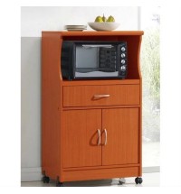 Mahogany Wood Finish Kitchen Cabinet Microwave Cart