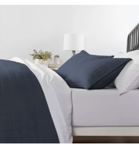 2 Piece Microfiber Farmhouse Coverlet Bedspread Set Navy, Twin/Twin XL