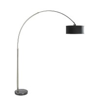 Modern 81-inch Tall Arch Floor Lamp with Black Drum Shade and Marble Base