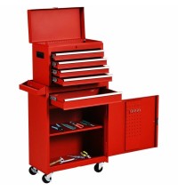 Red Heavy Duty Steel Lockable Rolling Tool Chest Mobile Garage Storage Cart