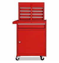 Red Heavy Duty Steel Lockable Rolling Tool Chest Mobile Garage Storage Cart