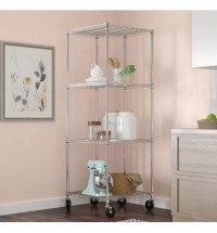 Heavy Duty 4-Tier Corner Storage Rack Shelving Unit with Casters