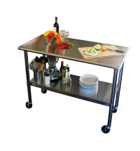 2ft x 4ft Stainless Steel Top Kitchen Prep Table with Locking Casters Wheels