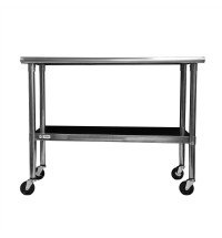 2ft x 4ft Stainless Steel Top Kitchen Prep Table with Locking Casters Wheels