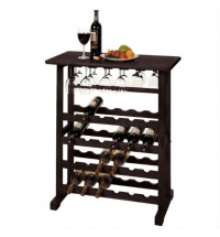 Floor-Standing Dark Espresso Brown 24-Bottle Wine Rack