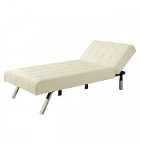 Vanilla Chaise Lounge Sleeper Bed with Contemporary Chrome Legs