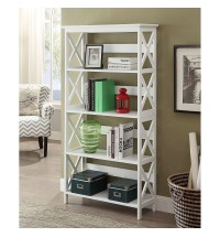 Glossy White 5-Shelf Bookcase