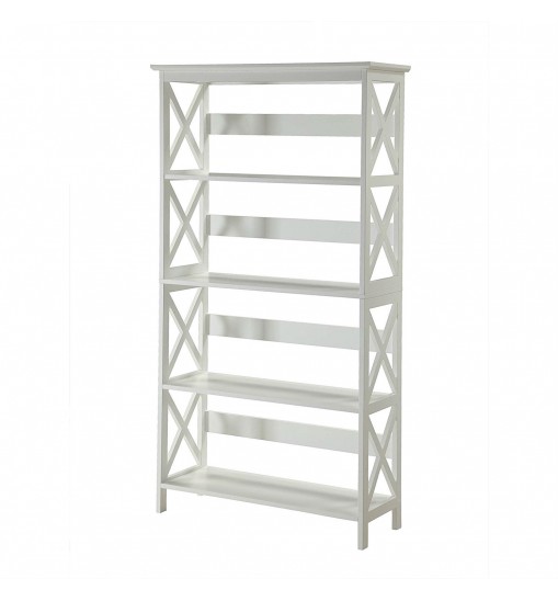 Glossy White 5-Shelf Bookcase