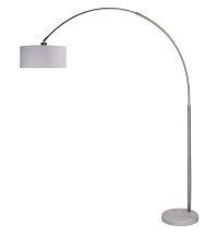 Modern 81-inch Arch Floor Lamp with White Drum Shade and Marble Base