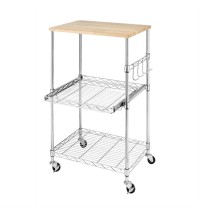 Sturdy Metal Kitchen Microwave Cart with Adjustable Shelves and Locking Wheels