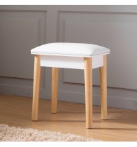 Sold Wood Vanity Table Stool,Dressing Stool for Makeup with PU,White Finish