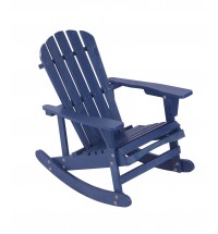 Adirondack Rocking Chair Solid Wood Chairs Finish Outdoor Furniture for Patio, Backyard, Garden - Navy Blue
