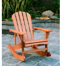 Adirondack Rocking Chair Solid Wood Chairs Finish Outdoor Furniture for Patio, Backyard, Garden - Walnut Brown