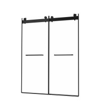 Frameless Double Sliding Shower, 69" - 72" Width, 79" Height, 3/8" (10 mm) Clear Tempered Glass, , Designed for Smooth Door with Clear Tempered Glass and Stainless Steel Hardware in Matte Black Finish