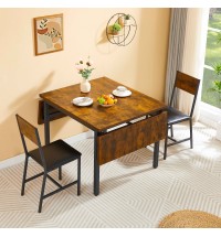 Folding Dining Table, 1.2 inches thick table top, for Dining Room, Living Room, Rustic Brown, 63.2'' L x 35.5'' W x 30.5'' H.