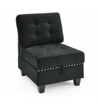 Single Chair for Modular Sectional,Black Velvet (26.5"x31.5"x36")