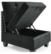 Single Chair for Modular Sectional,Black Velvet (26.5"x31.5"x36")