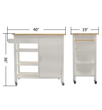 Kitchen Island Cart with drawers, cabinets, wine racks, partitions, towel racks, White-Beech