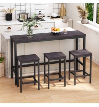 Modern Design Kitchen Dining Table,Pub Table,Long Dining Table Set with 3 Stools,Easy Assembly,Dark Brown