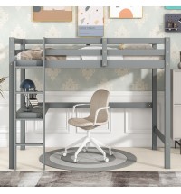 Twin Loft Bed with built-in desk,Grey