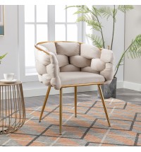 Luxury modern simple leisure velvet single sofa chair bedroom lazy person household dresser stool manicure table back chair beige