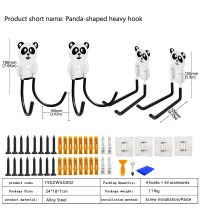 Self-adhesive non-marking hooks, cute and safe panda heavy object hooks, strong rotatable hooks for garage storage, garden, fence, flower stand hooks, family children's backpack hooks, skateboards,