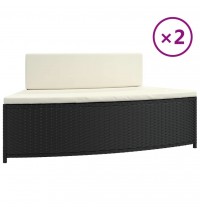 Spa Benches with Cushions 2 pcs Black Poly Rattan