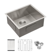 23 Inch Undermount Sink - Single Bowl Stainless Steel Kitchen Sink 18 Gauge 9 Inch Deep Kitchen Sink Basin