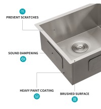 23 Inch Undermount Sink - Single Bowl Stainless Steel Kitchen Sink 18 Gauge 9 Inch Deep Kitchen Sink Basin