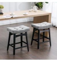 A&A Furniture,Counter Height 25" Stools for Kitchen Counter Backless Faux Leather Stools Farmhouse Island Chairs (25 Inch, Gray,Set of 2), SW1838GY