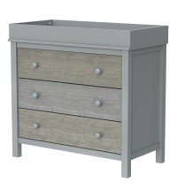 3-Drawer Changer Dresser with Removable Changing Tray in Gray