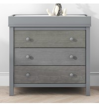 3-Drawer Changer Dresser with Removable Changing Tray in Gray