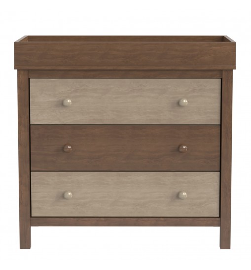 3-Drawer Changer Dresser with Removable Changing Tray in Brown