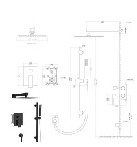 Shower System with Adjustable Slide Bar,10 Inch Wall Mounted Square Shower System with Rough-in Valve, Oil Rubber Bronze