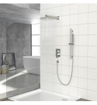 Shower System with Adjustable Slide Bar,10 Inch Wall Mounted Square Shower System with Rough-in Valve, Brushed Nickel