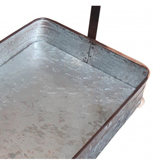 Benzara AMC0018 Rustic Style Galvanized Metal Crockery Holder with Six Cup Hooks, Gray