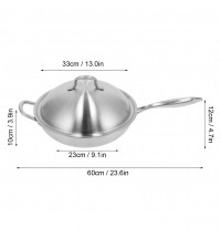 Stainless Steel Frying Pan Stir-Fry Pan Cooking Utensil with Cover for Gas Stove Induction Stove