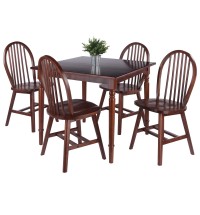 Mornay 5-Pc Dining Table with Windsor Chairs; Walnut