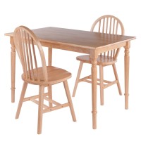 Ravenna 3-Pc Dining Table with Windsor Chairs; Natural